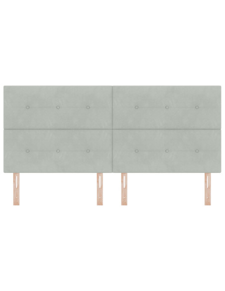 Testiera  trapuntata a bottoni grigio chiaro 200 cm velluto