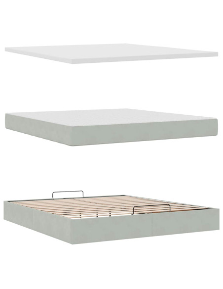 Struttura Letto Pouf con Materassi 160x200 cm in Velluto