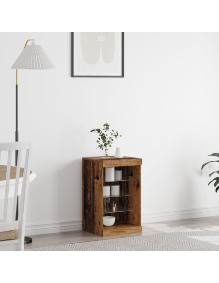 Credenza con Luci LED Legno Vecchio 41x37x67 cm
