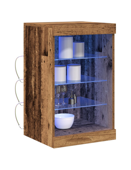 Credenza con Luci LED Legno Vecchio 41x37x67 cm