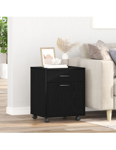 Armadio su ruote Rovere nero 45 x 38 x 54 cm Legno multistrato
