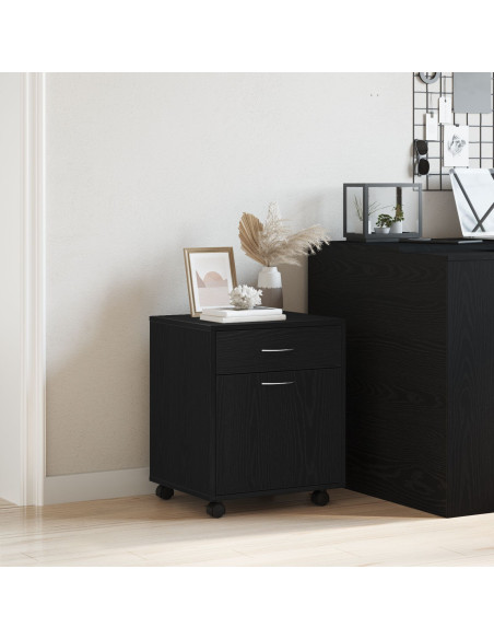Armadio su ruote Rovere nero 45 x 38 x 54 cm Legno multistrato