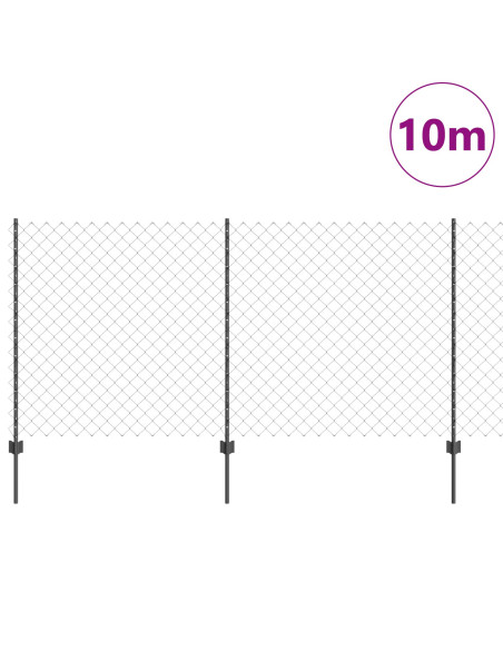 Recinzione a Catena  con 20 Pali U Grigia 1,2x10 m Acciaio