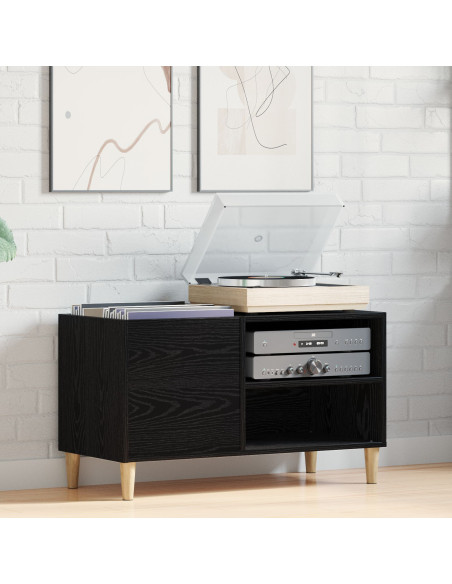 Armadio per dischi  Nero Rovere 84,5x38x48 cm Legno ingegnerizzato