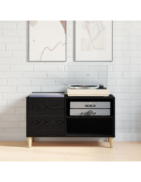 Armadio per dischi  Nero Rovere 84,5x38x48 cm Legno ingegnerizzato