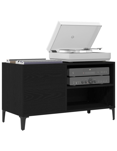 Cabinet per dischi  Nero Rovere 84,5x38x48 cm Legno ingegnerizzato