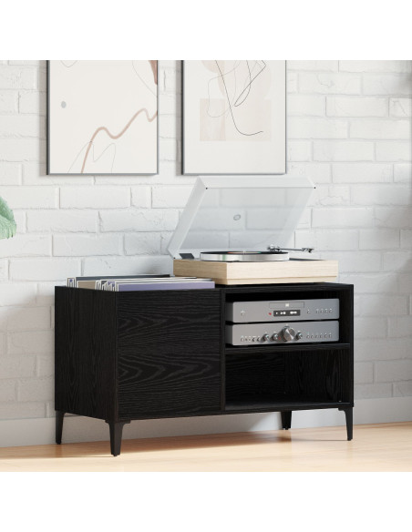 Cabinet per dischi  Nero Rovere 84,5x38x48 cm Legno ingegnerizzato