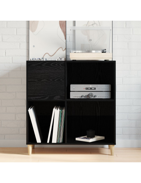 Armadio per dischi  Nero Rovere 84,5x38x89 cm Legno ingegnerizzato