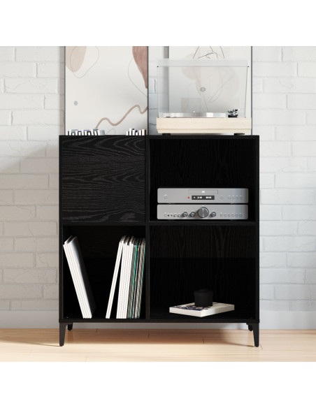 Armadio per dischi  Nero Rovere 84,5x38x89 cm Legno ingegnerizzato