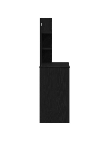 Tavolo da Toeletta Nero in Rovere con Specchio - 74.5 x 40 x 141 cm
