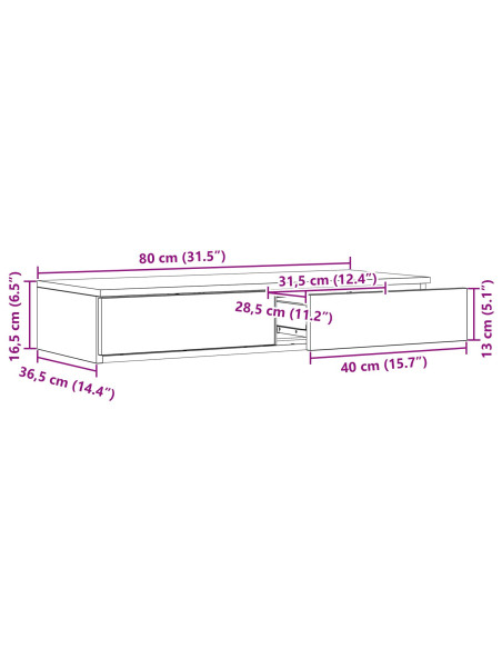 Cassetti per letto Grigio cemento 80 x 36,5 x 16,5 cm