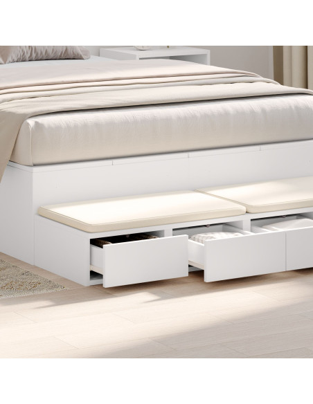Cassetti per Letto Bianco 120x36,5x16,5 cm Legno Ingegnerizzato