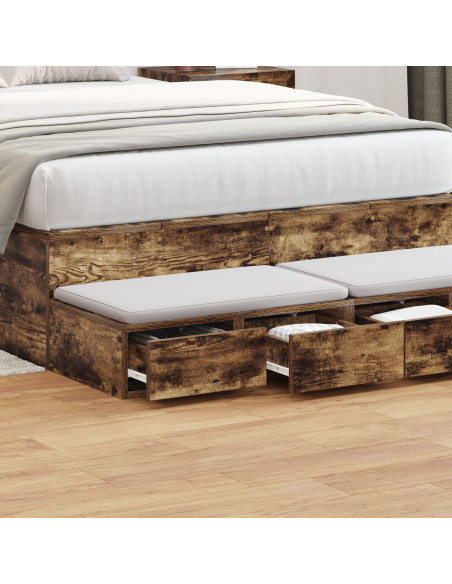 Cassetti per Letto Rovere Affumicato 120x36,5x16,5 cm Legno Ingegnerizzato