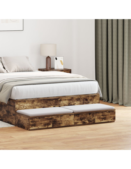 Cassetti per Letto Rovere Affumicato 120x36,5x16,5 cm Legno Ingegnerizzato