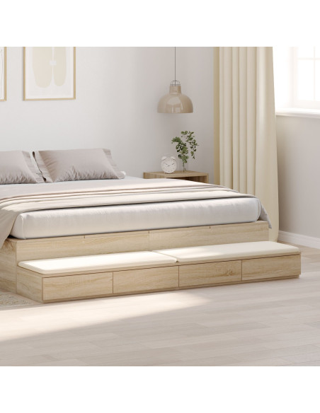 Cassetti per Letto  Rovere Sonoma 180x36,5x16,5 cm in Legno Ingegnerizzato
