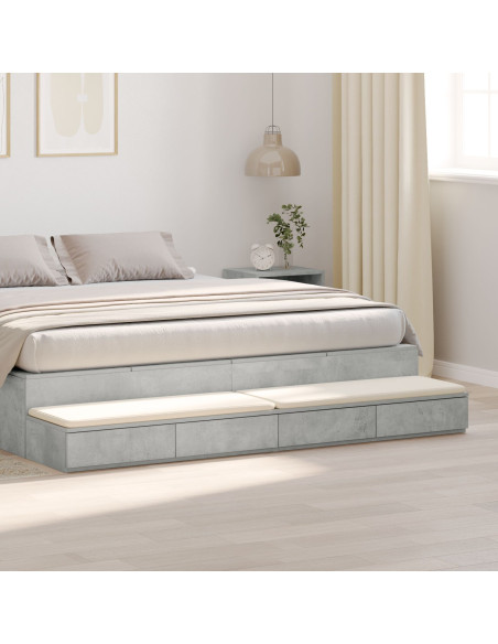 Cassetti per Letto Grigio Cemento 180x36,5x16,5 cm Legno Ingegnerizzato