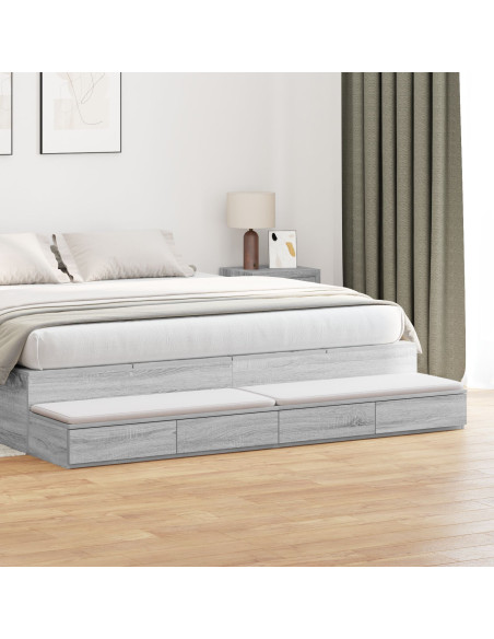 Cassetti per Letto Grigio Sonoma 180x36,5x16,5 cm in Legno Ingegnerizzato