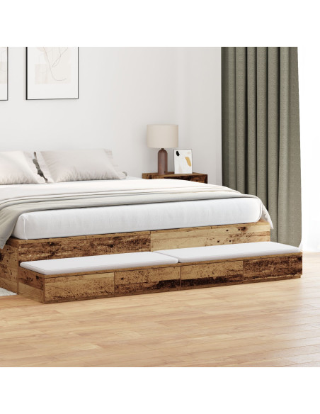 Cassetti per letti  in legno vecchio 180x36,5x16,5 cm in legno ingegnerizzato