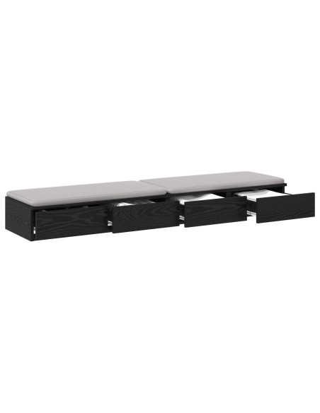 Cassetti per letto  Neri 135x36,5x16,5 cm in Legno ingegnerizzato