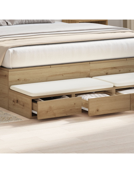 Cassetti per Letto Rovere Artigianale 135x36,5x16,5 cm in Legno Ingegnerizzato