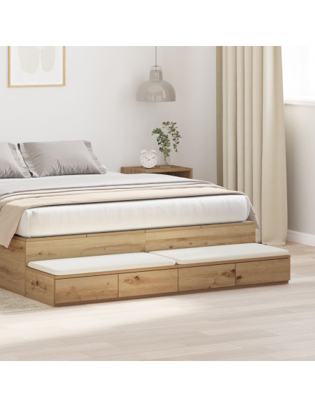 Cassetti per Letto Rovere Artigianale 135x36,5x16,5 cm in Legno Ingegnerizzato