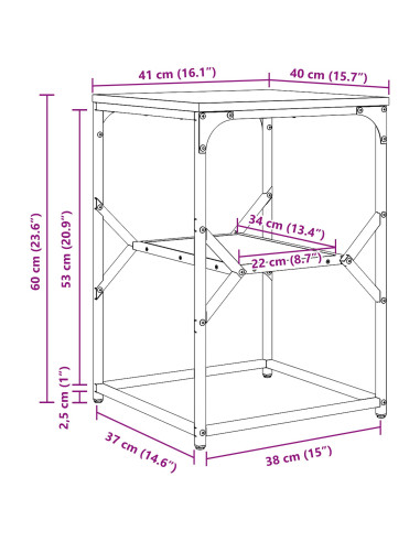 Tavolo laterale Rovere artigianale 41 x 40 x 60 cm