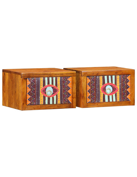 Cabinetti da notte  2 pz 35x30x22 cm in legno massello di acacia