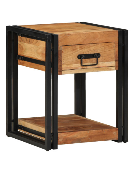 Comodini 2 pezzi 40x40x50 cm in legno massello di acacia