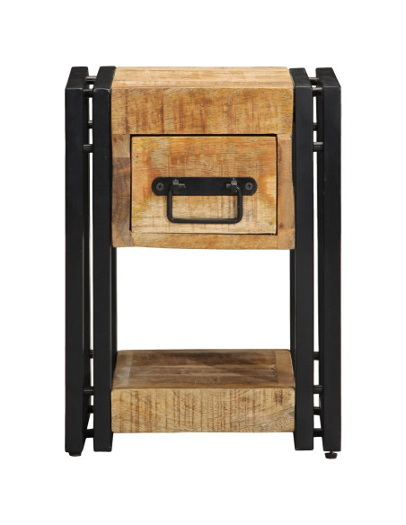 Comodini 2 pz 40x40x40 cm in Legno Massello di Mango Grezzo