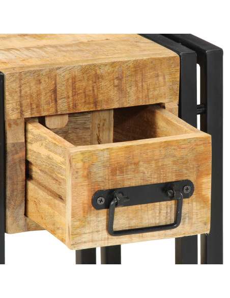 Comodini 2 pz 40x40x40 cm in Legno Massello di Mango Grezzo