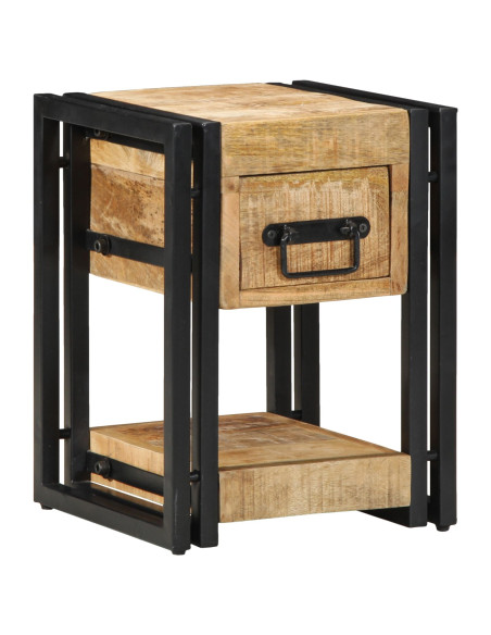 Comodini 2 pz 40x40x40 cm in Legno Massello di Mango Grezzo