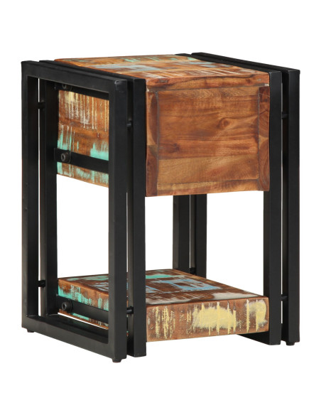 Comodini 2 pz 40x40x40 cm in legno massello riciclato