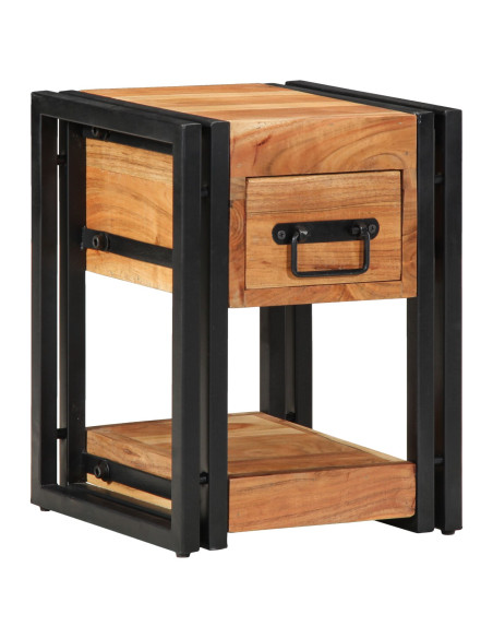 Comodini 2 pz 30x30x40 cm in Legno Massello di Acacia