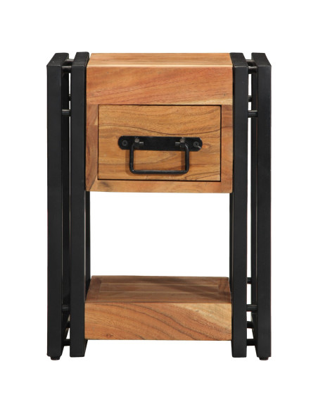 Comodini 2 pz 30x30x40 cm in Legno Massello di Acacia