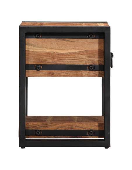Comodini 2 pz 30x30x40 cm in Legno Massello di Acacia