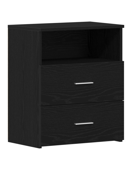 Comodino 2 pcs Rovere Nero 50 x 32 x 60cm Legno multistrato