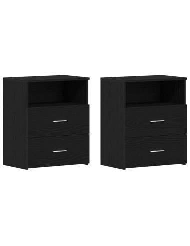 Comodino 2 pcs Rovere Nero 50 x 32 x 60cm Legno multistrato