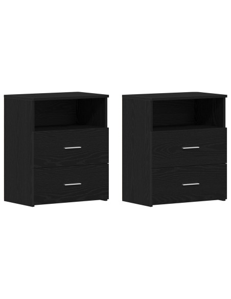 Comodini 2 pz Nero Rovere 50x32x60cm Legno ingegnerizzato