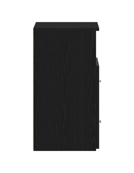 Comodino 2 pcs Rovere Nero 50 x 32 x 60cm Legno multistrato