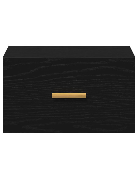 Mobiletto da comodino a parete Rovere Nero 35 x 35 x 20 cm