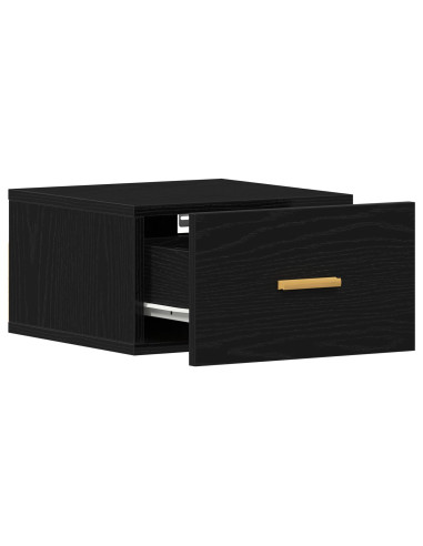 Mobiletto da comodino a parete Rovere Nero 35 x 35 x 20 cm