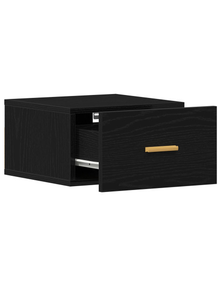 Mobiletto da comodino a parete Rovere Nero 35 x 35 x 20 cm