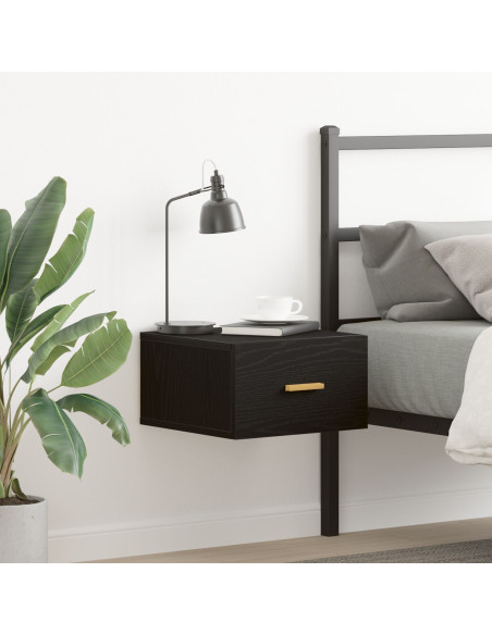 Mobiletto da comodino a parete Rovere Nero 35 x 35 x 20 cm