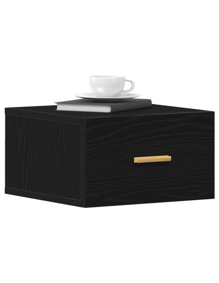 Cabinet da comodino a muro  Nero Rovere 35x35x20 cm