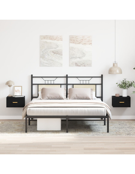 Comodino a Muro Rovere Nero Truciolare Piccolo Stoccaggio