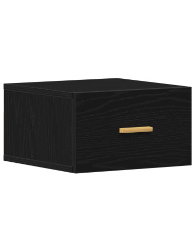 Mobiletto da comodino a parete con cassetto 2 pcs Rovere Nero