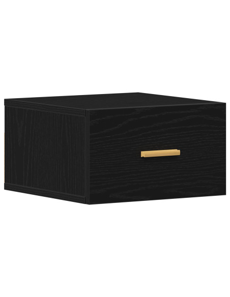 Mobiletto da comodino a parete con cassetto 2 pcs Rovere Nero