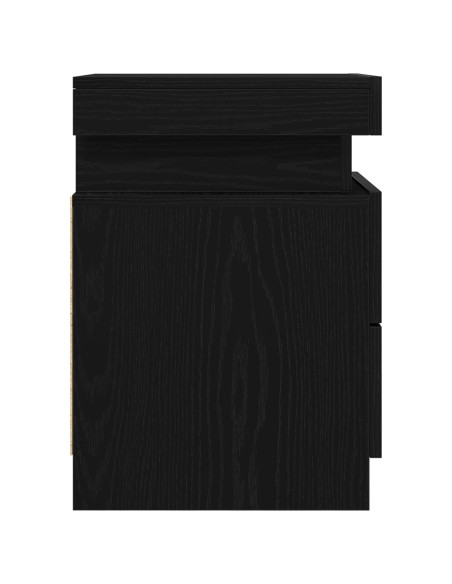 Comodino  con luci LED Nero Rovere 35x39x55 cm