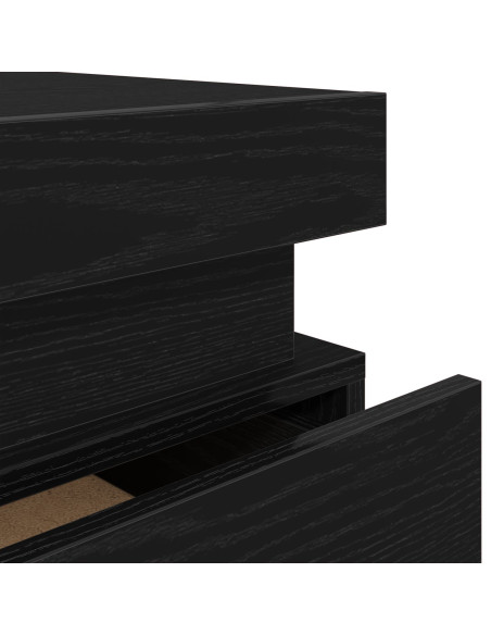 Comodino  con luci LED Nero Rovere 35x39x55 cm