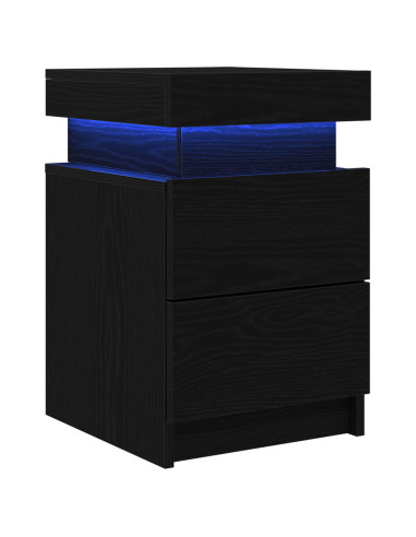 Armadio da Notte con cassetto 2 pcs Rovere Nero 35 x 39 x 55 cm